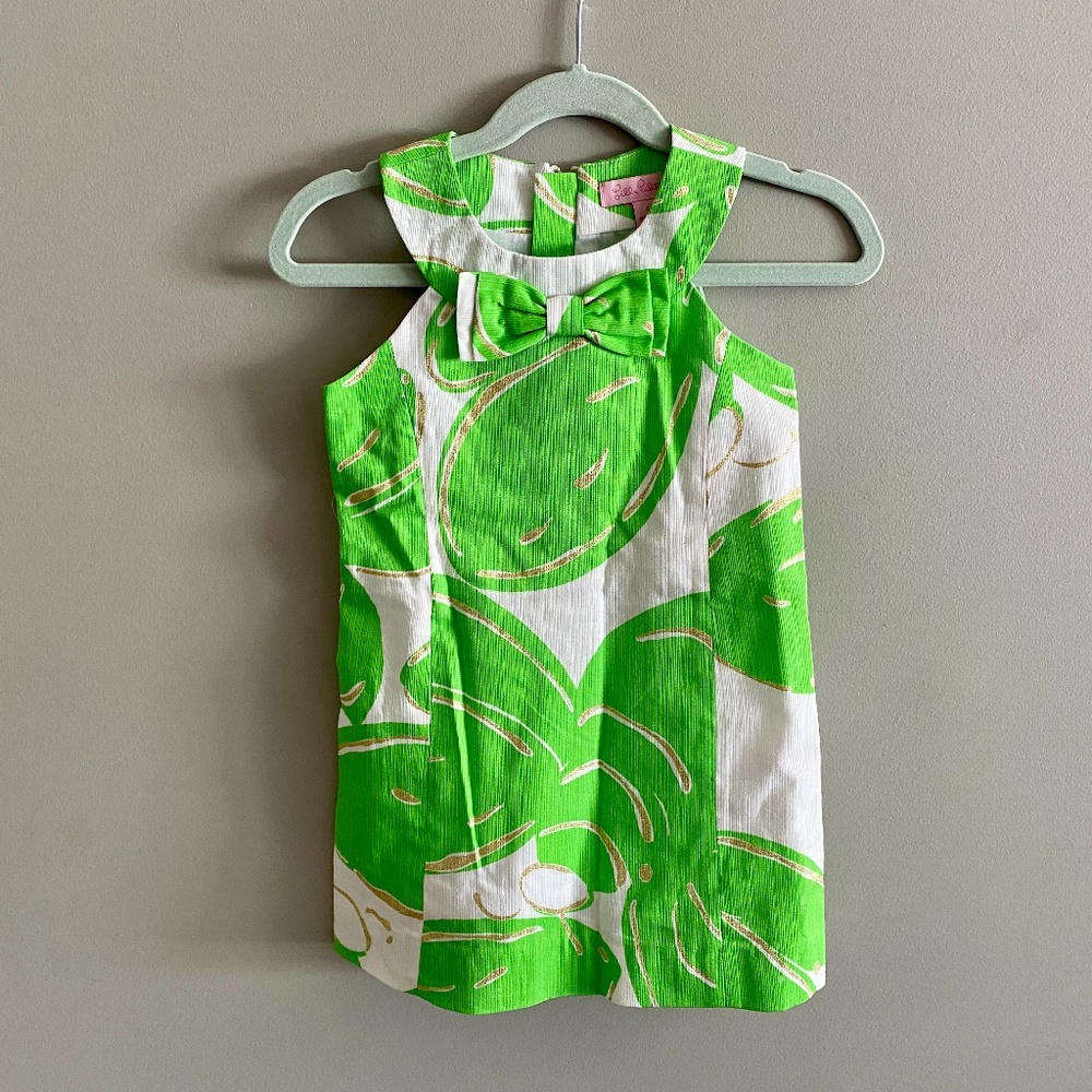 Little Lilly Shift Dress Green White Gold - Sz 4